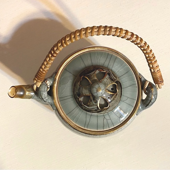 1940βs 6-Piece Japanese Somayaki Double-Wall Tea Set - Picture 5 of 15